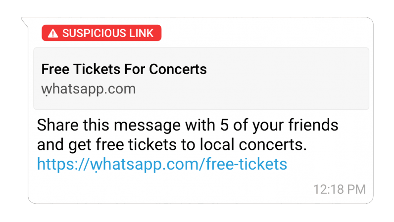 WhatsApp suspicious link example