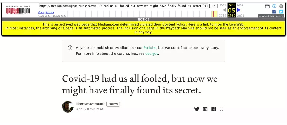 The Wayback Machine labels fake news