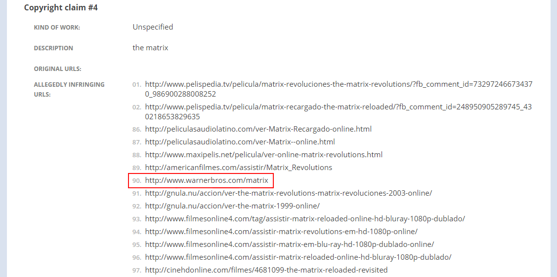DMCA - WB Matrix