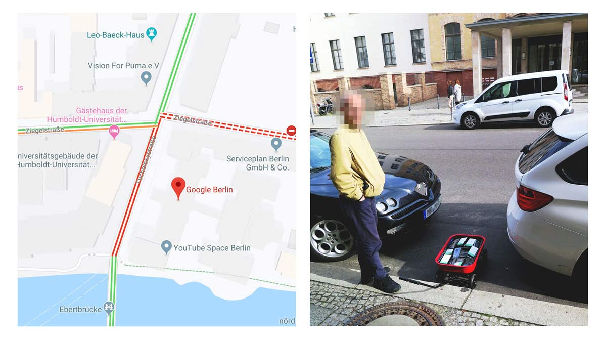 Simon Weckert hacked Google Maps