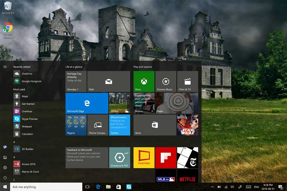 Anniversary Update - Start Menu