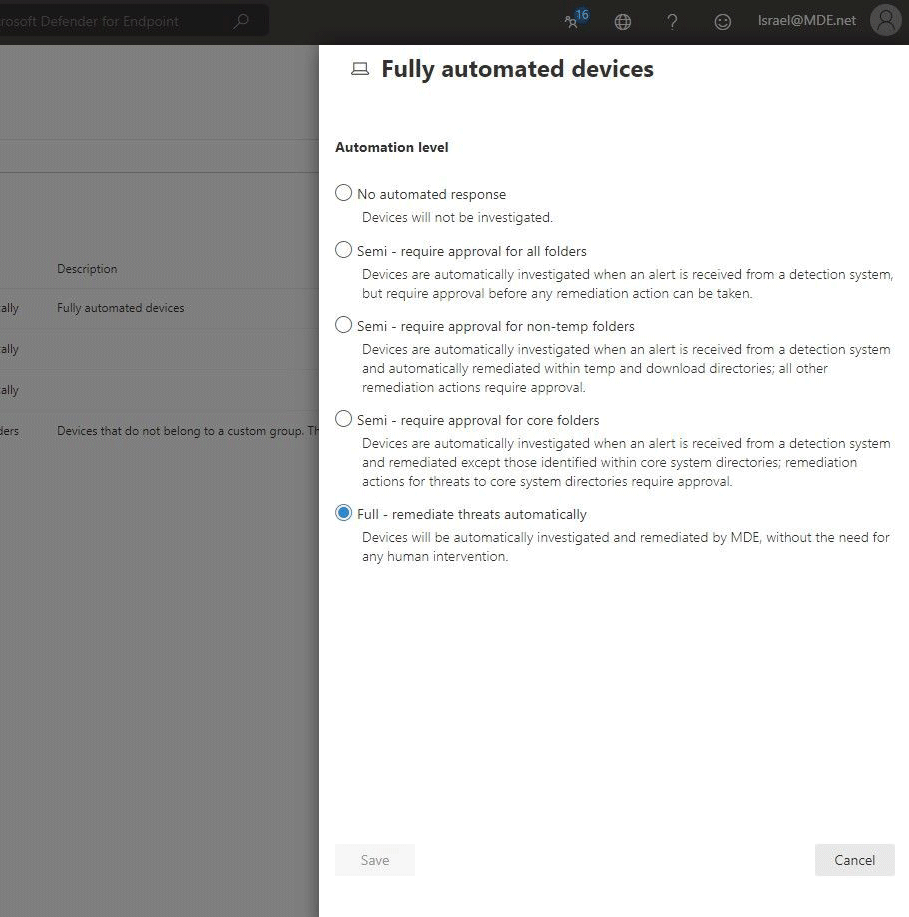 Microsoft Defender, automatic remediation