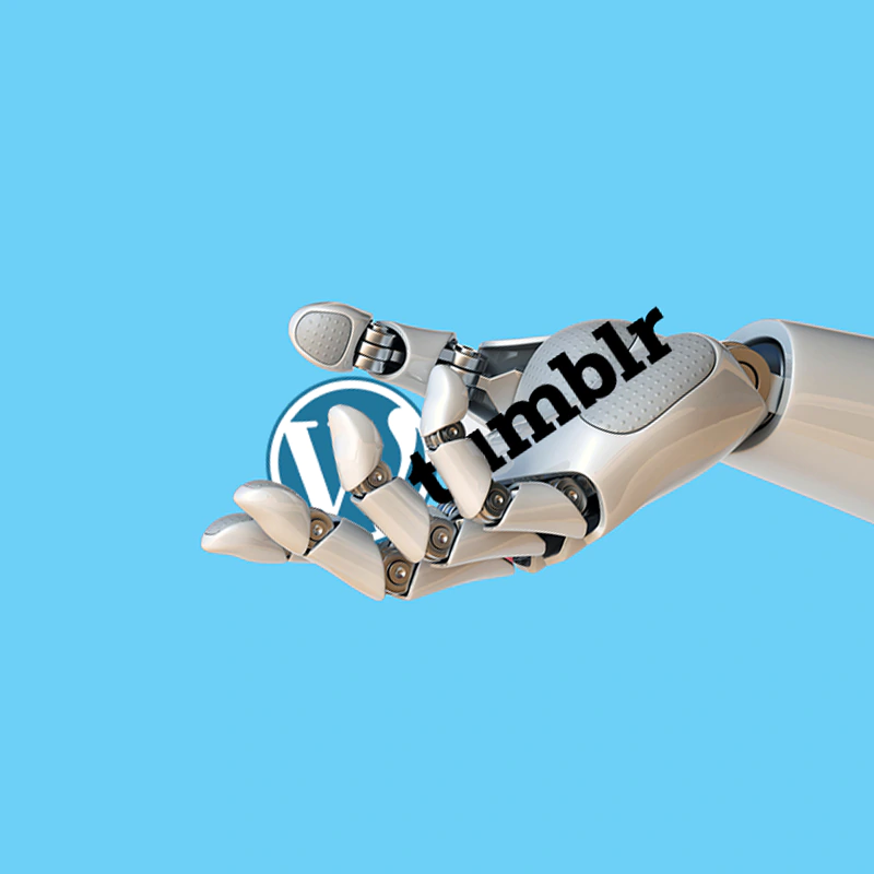 WordPress, Tumblr, robot hand