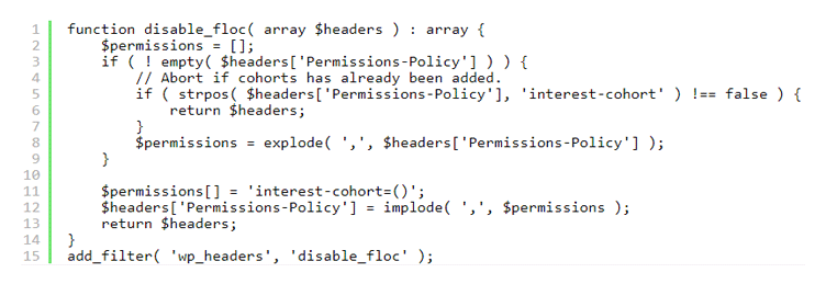 WordPress just needs to add a few lines of code to entirely block Google's FLoC.