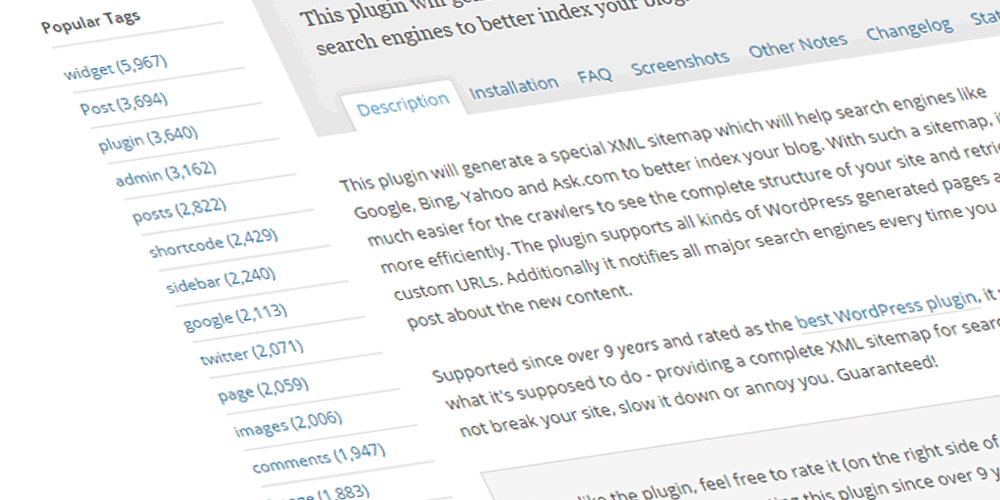 WP plugins page