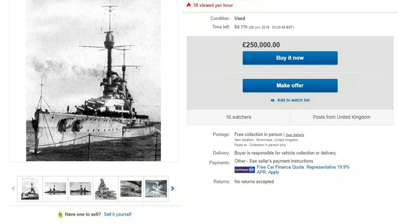 The eBay listing for König battleship