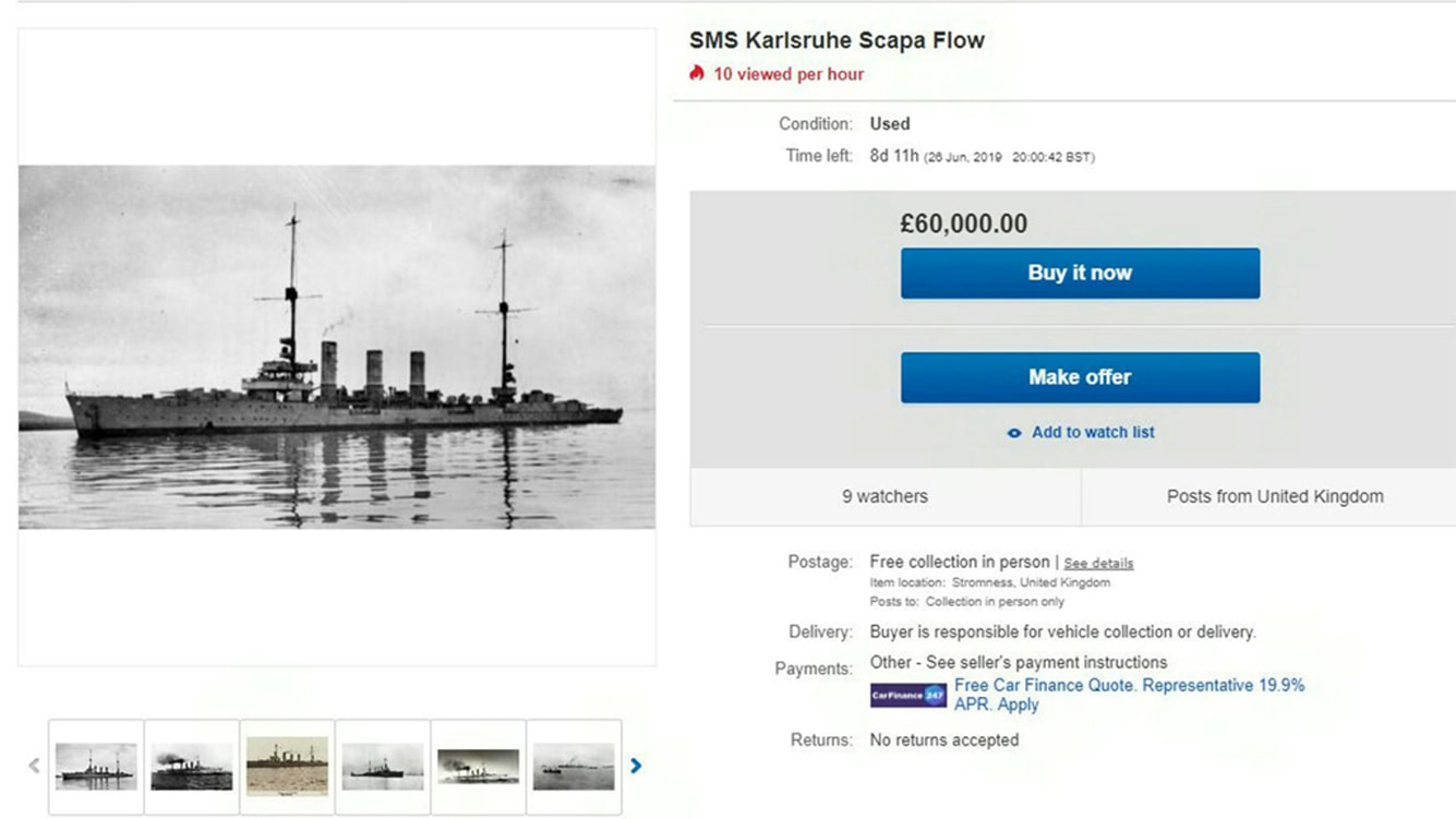 The eBay listing for the Karlsruhe battleship