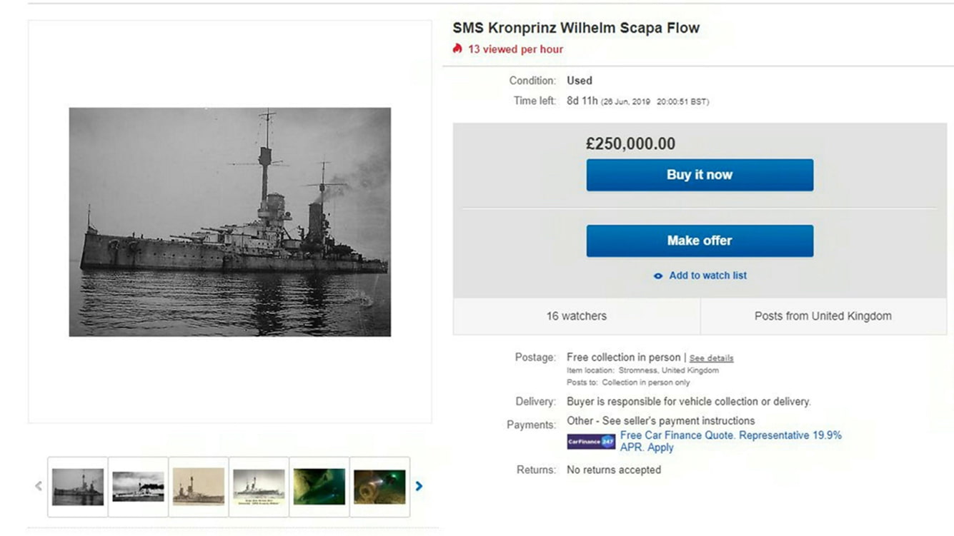 The eBay listing for the Kronprinz battleship