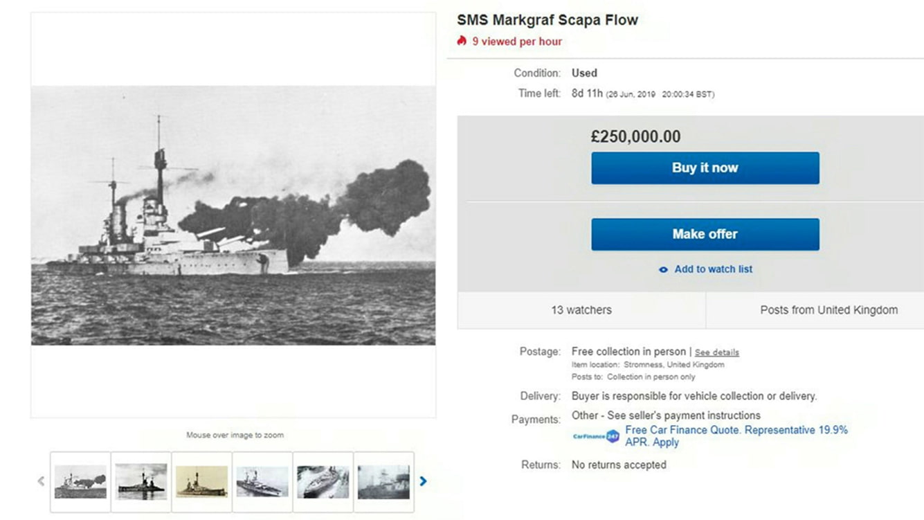 The eBay listing for Markgraf battleship