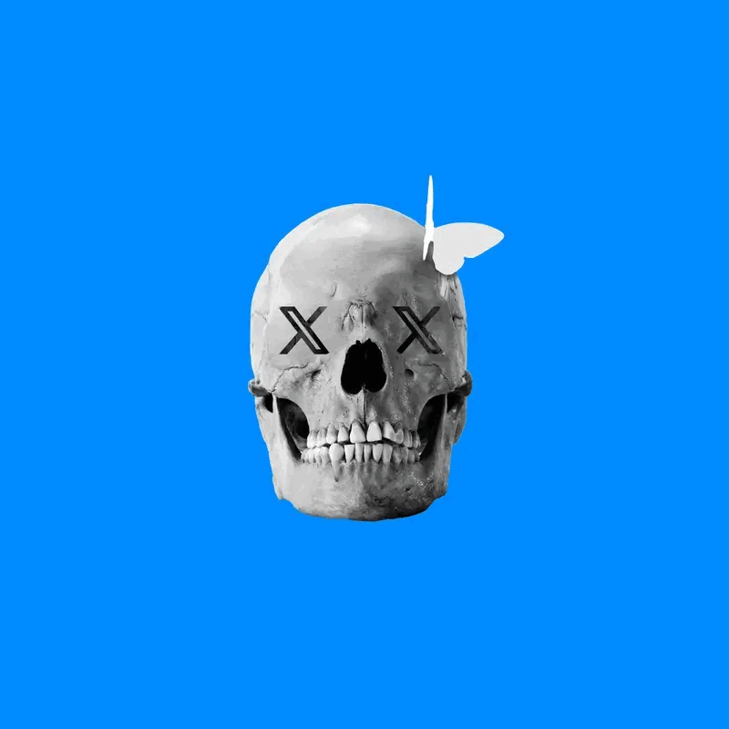 X, skull, Bluesky