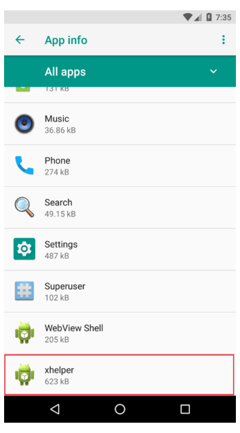 Xhelper inside app info