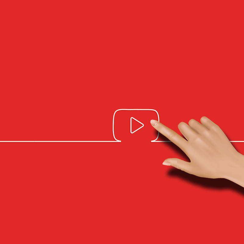 YouTube scrolling hands red