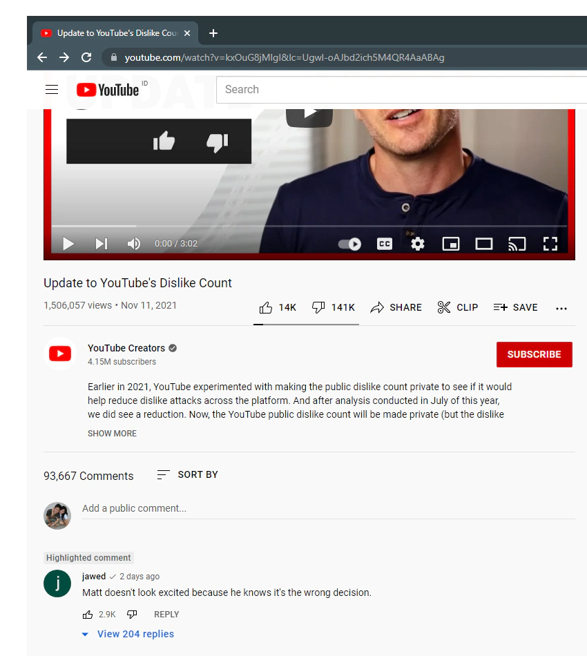 Jawed Karim complaining