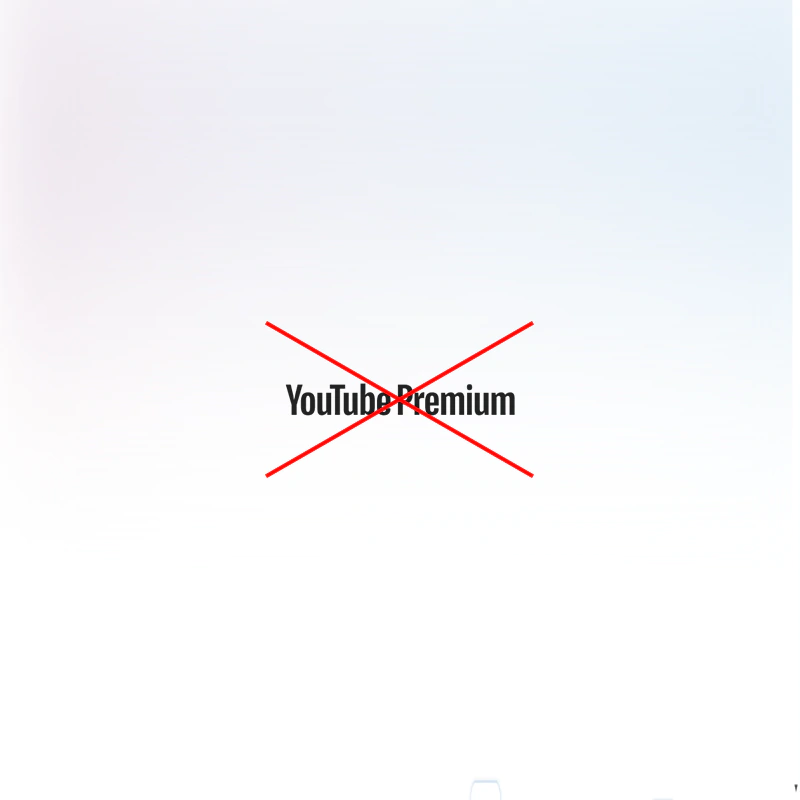 YouTube Premium, red crossed