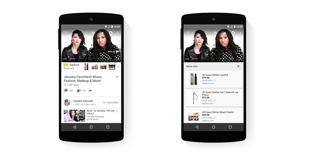 YouTube shopping ads