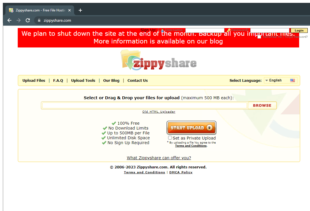 Zippyshare shutting down